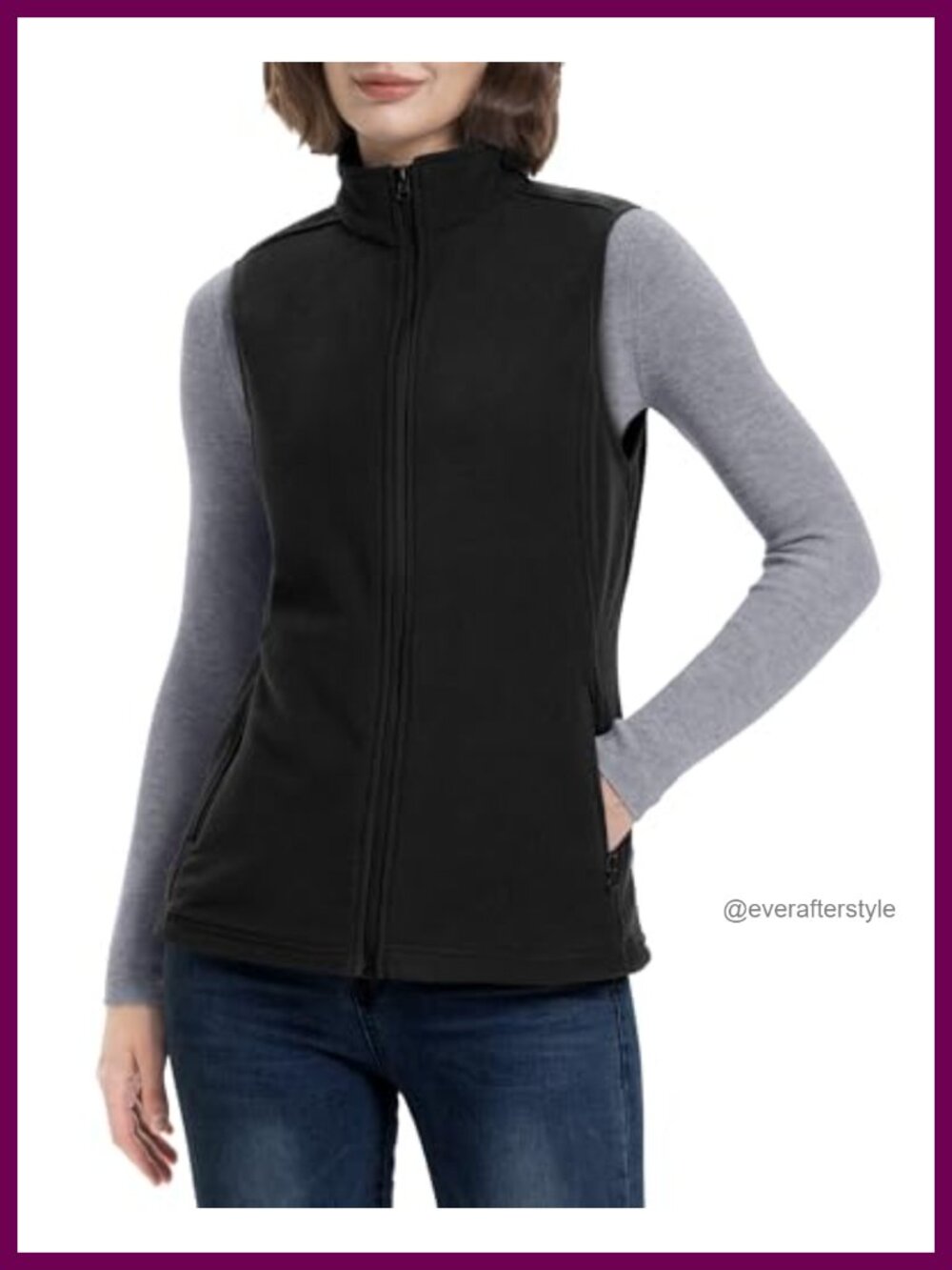 Polar Fleece Zip Up Vest Outerwear Lightweight Sleeveless